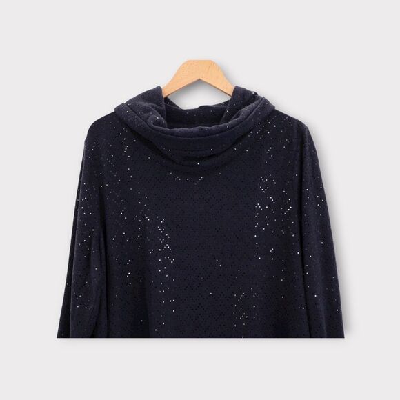 NWT Lane Bryant Sweater Plus Size 14/16 Cowl Neck Blue Sequins Stretch Pullover - Picture 14 of 16